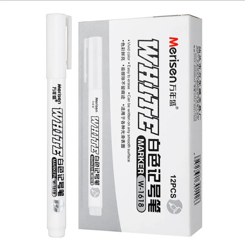 New 1/2/3PCS Waterproof Metal Marker Permanent White Paint Pen Washing Art Painting Graffiti Pens Fabric Wood Leather Marker1Mm