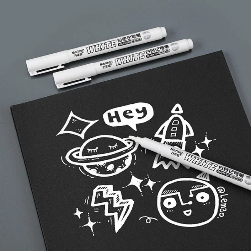New 1/2/3PCS Waterproof Metal Marker Permanent White Paint Pen Washing Art Painting Graffiti Pens Fabric Wood Leather Marker1Mm
